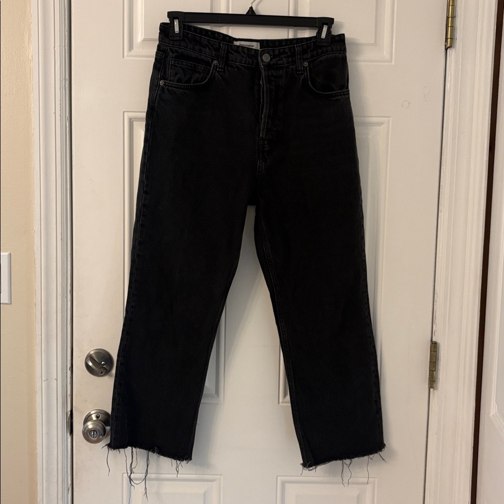 Reformation Black Cynthia High Rise Straight Jeans size 30 PETITE